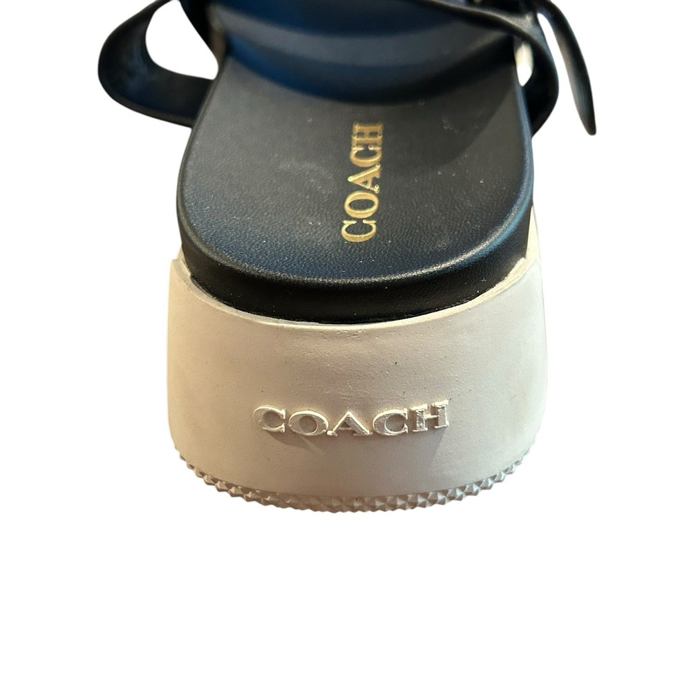 Coach Gwen‎ C8925 Signature Black Buckle Strap Leather Sandals Women US 7.5B - Picture 7 of 9